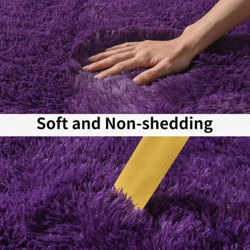 New 8x10 Purple Shag Rug, Ultra Soft Fluffy Non-Slip Carpet for Home, Room Decor